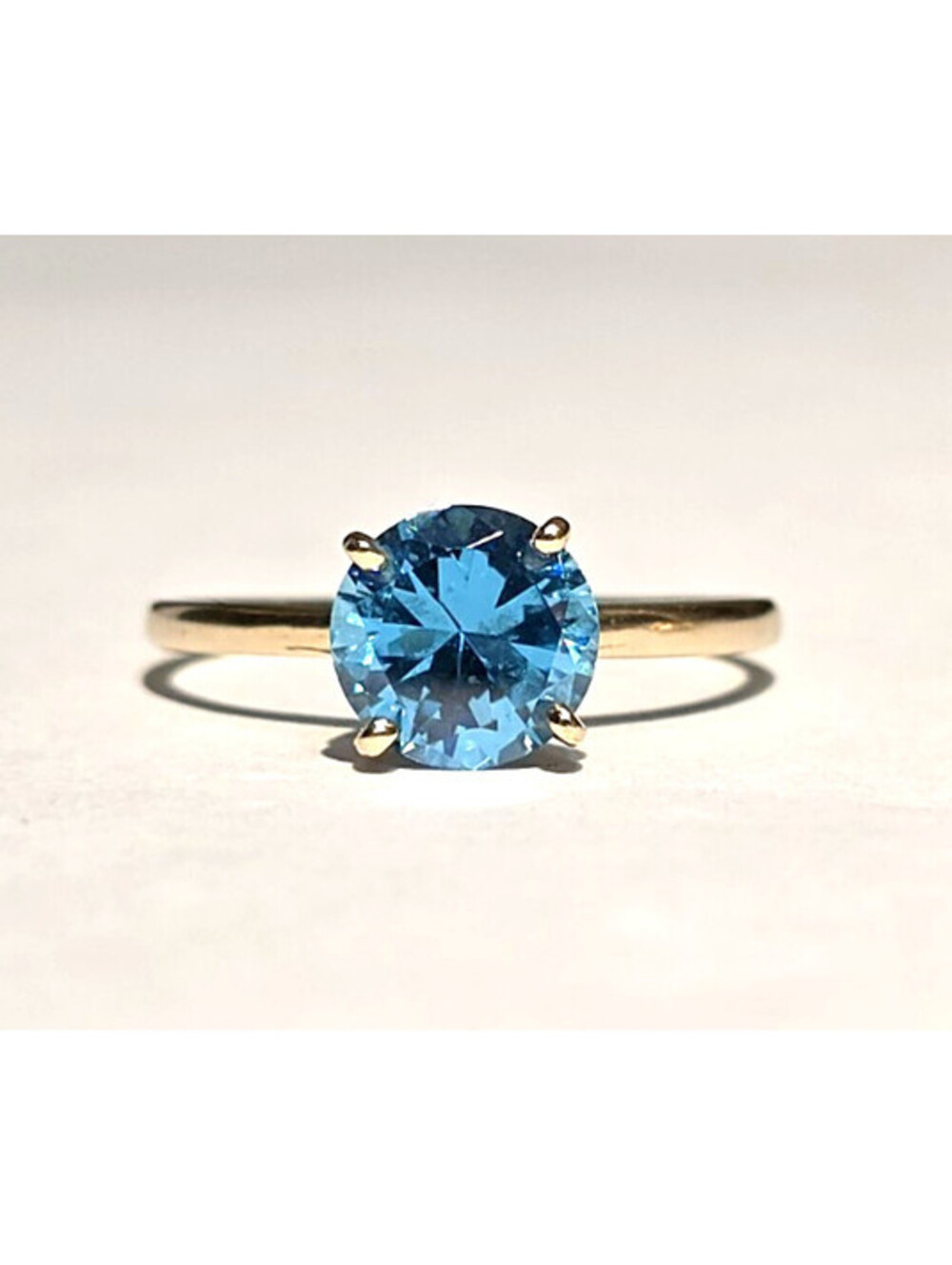 14k Yellow Gold 8mm Swiss Blue Topaz 2.5 ct. Solitaire Engagement Ring